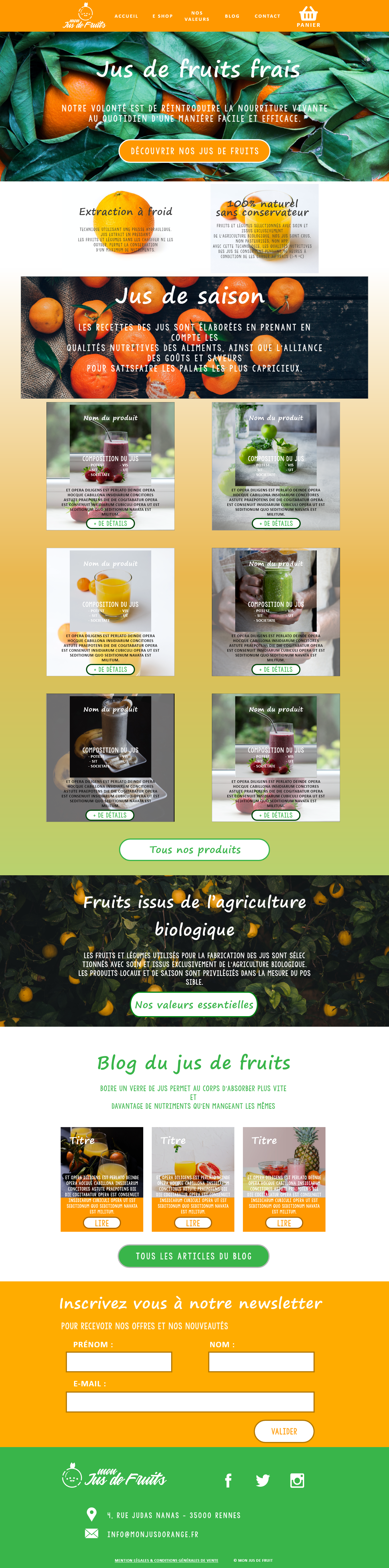 Maquette graphique pour une marque de vente de jus de fruit 